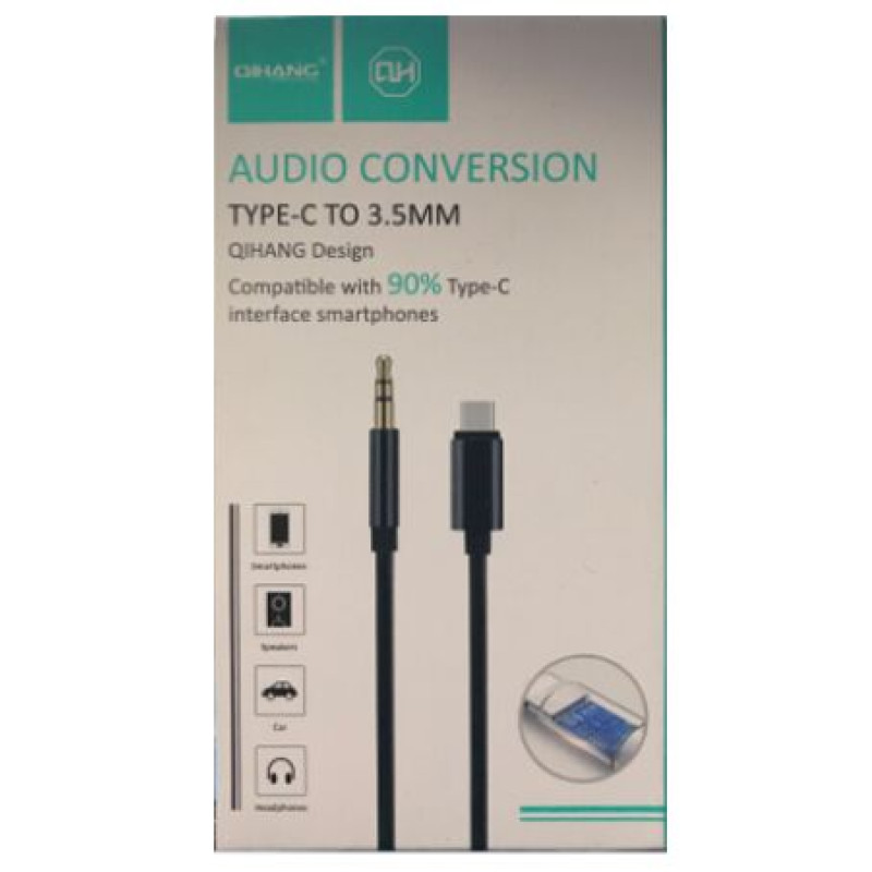 QIHANG QH-M28 Καλώδιο Μετατροπής Type-C σε 3.5mm 1m - Χρώμα: Ασημί - Άσπρο