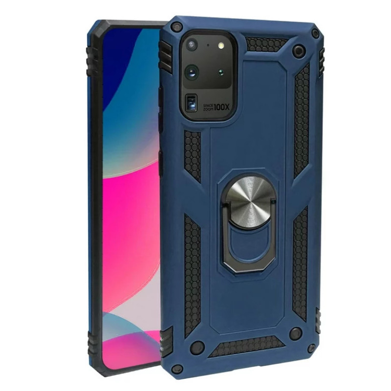 Σκληρή Θήκη Πλάτης Armor με Βάση Στήριξης για Samsung Galaxy S20 Ultra - Χρώμα: Σκούρο Μπλέ