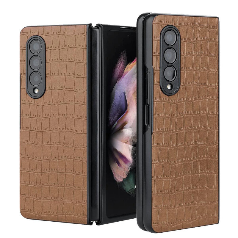 Πλήρης Κάλυψη 360° S2 Πλαστική Ανθεκτική Θήκη Δερματίνη Σετ με Τζαμάκι για Samsung Galaxy Z Fold 3 Χρώμα: Καφέ