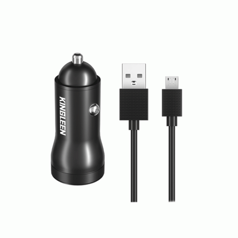 KINGLEEN C919 Φορτιστής Αυτοκινήτου 2 USB Θύρες 3.1A & USB to Micro USB Καλώδιο 15W - Χρώμα: Μαύρο