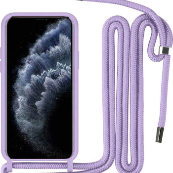 Θήκη Πλάτης Σιλικόνης με Λουράκι για Xiaomi Redmi Note 10 Pro 4G - Χρώμα: Λιλά