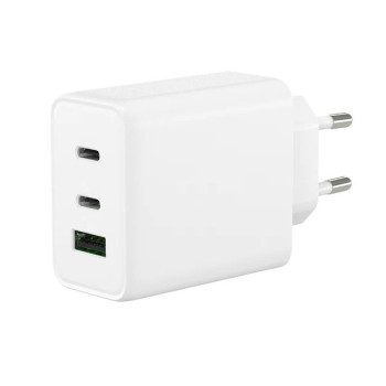 Γρήγορος Τριπλός Φορτιστής για SmartPhone με 1 Θύρα USB , 2 Θύρες Type-C 65W - Χρώμα: Άσπρο Γρήγορος Τριπλός Φορτιστής για SmartPhone με 1 Θύρα USB , 2 Θύρες Type-C 65W - Χρώμα: Άσπρο