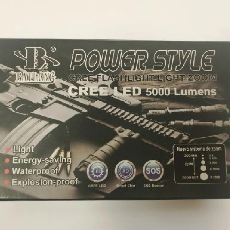 Φακός CREE LED Φωτισμού 5000 Lumens X-BALOG BL-1892-T6 - Χρώμα: Μαύρο