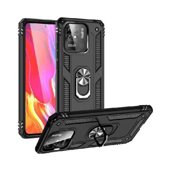 Σκληρή Θήκη Πλάτης Armor με Βάση Στήριξης για Xiaomi Redmi 10C - Χρώμα: Μαύρο