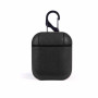 Δερμάτινη Προστατευτική Θήκη για Apple AirPods Ακουστικά με Keychain Hook - Χρώμα: Μαύρο