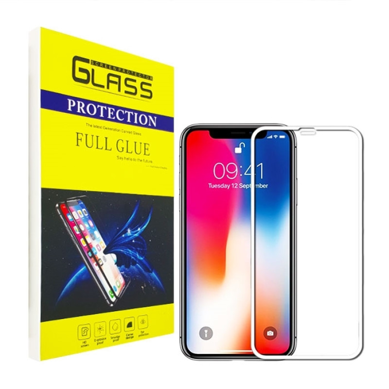 Full Cover Full Glue Tζαμάκι Προστασίας Οθόνης για Apple iPhone X/XS/11 Pro - Χρώμα: Λευκό