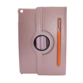 Περιστρεφόμενη Θήκη 360° Stand με Υποδοχή για Στυλό για Apple iPad 10.2 (2019) - Χρώμα: Ρόζ Χρυσό