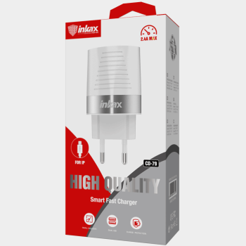 Inkax Φορτιστής με 2 Θύρες USB-A και Καλώδιο Lightning (CD-79) - Χρώμα: Λευκό Inkax Φορτιστής με 2 Θύρες USB-A και Καλώδιο Lightning (CD-79) - Χρώμα: Λευκό