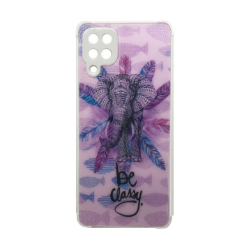 Θήκη Πλάτης Πλαστική με Σχέδια για Samsung Galaxy A22 5G - Χρώμα: Μωβ με Ελεφαντάκι