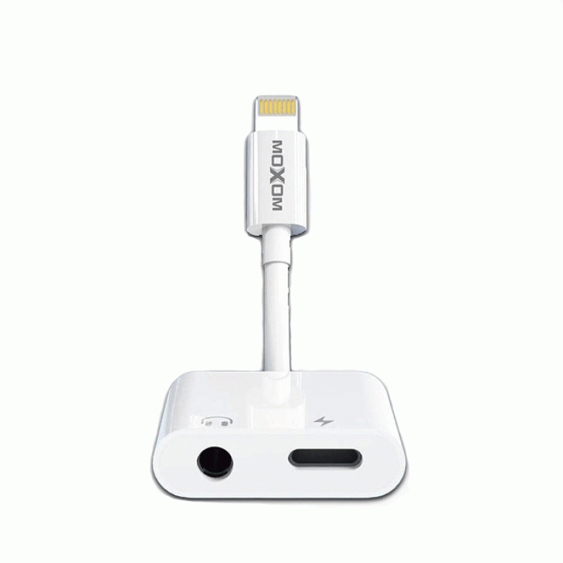 Moxom MX-AX15 Αντάπτορας Lightning Male σε 3.5mm Audio Jack και Θύρα Lightning - Χρώμα: Λευκό
