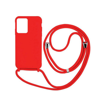 Θήκη Πλάτης Σιλικόνης με Λουράκι για Xiaomi Redmi Note 13 5G - Χρώμα: Κόκκινο