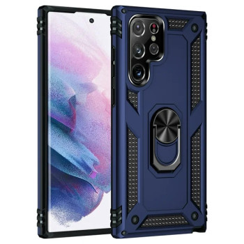 Σκληρή Θήκη Πλάτης Armor με Βάση Στήριξης για Samsung Galaxy S22 Ultra - Χρώμα: Σκούρο Μπλέ