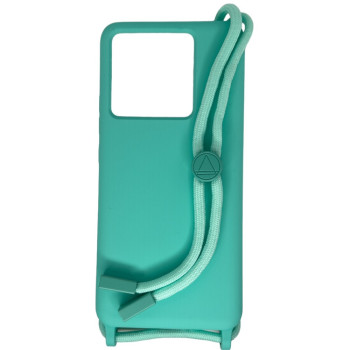 Θήκη Πλάτης Σιλικόνης με Λουράκι για Xiaomi Redmi Note 12 Pro Plus - Χρώμα: Τιρκουάζ