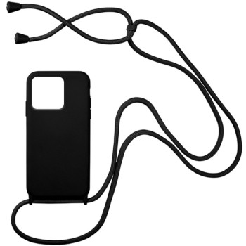 Θήκη Πλάτης Σιλικόνης με Λουράκι για Xiaomi Redmi Note 13 5G - Χρώμα: Μαύρο