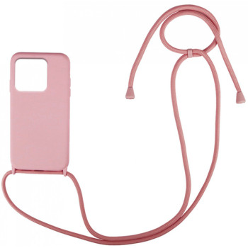 Θήκη Πλάτης Σιλικόνης με Λουράκι για Xiaomi Redmi Note 13 5G - Χρώμα: Ροζ