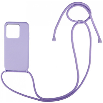 Θήκη Πλάτης Σιλικόνης με Λουράκι για Xiaomi Redmi Note 13 5G - Χρώμα: Λιλά