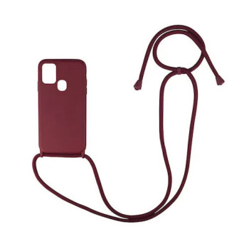 Θήκη Πλάτης Σιλικόνης με Λουράκι για Samsung A217F Galaxy A21S - Χρώμα: Μπορντό Θήκη Πλάτης Σιλικόνης με Λουράκι για Samsung A217F Galaxy A21S - Χρώμα: Μπορντό