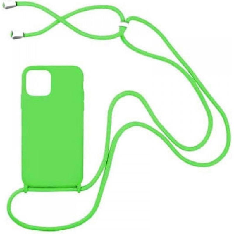 Θήκη Σιλικόνης με Λουράκι για Apple iPhone 14 Pro - Χρώμα: Απαλό Πράσινο