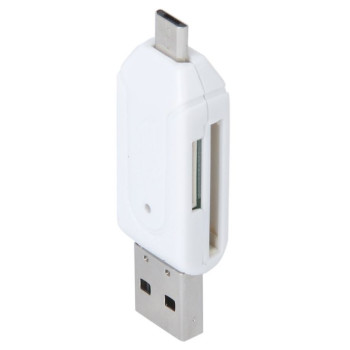 Memory Card Reader USB 2.0 / Micro USB για SD / Micro SD - Χρώμα: ΄Άσπρο