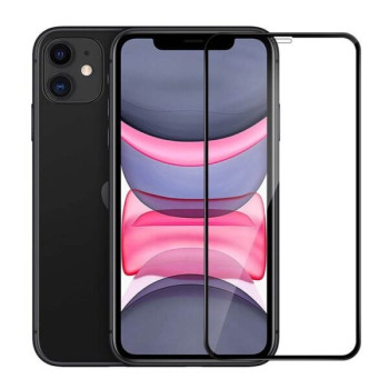 Full Cover Full Glue Tζαμάκι Προστασίας Οθόνης για Apple iPhone XR / 11 - Χρώμα: Μαύρο
