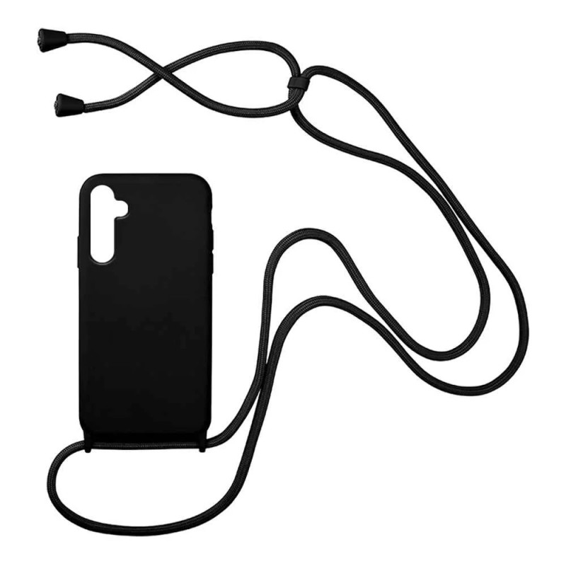 Θήκη Πλάτης Σιλικόνης με Λουράκι για Samsung Galaxy A35 5G - Χρώμα: Μαύρο