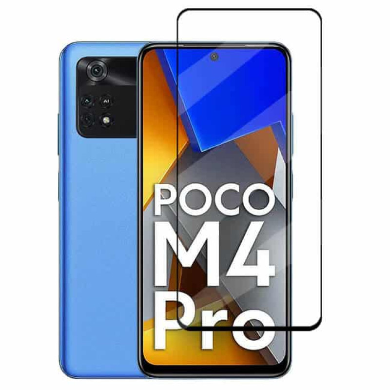 Full Cover Full Glue Tζαμάκι Προστασίας Οθόνης για Xiaomi Poco M4 Pro 4G - Χρώμα: Μαύρο