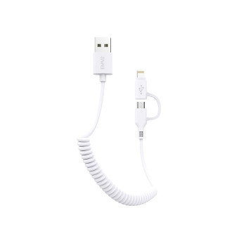 Awei CL-53 Micro USB/Lightning Fast Multi Charging Cable 1m - Color: White