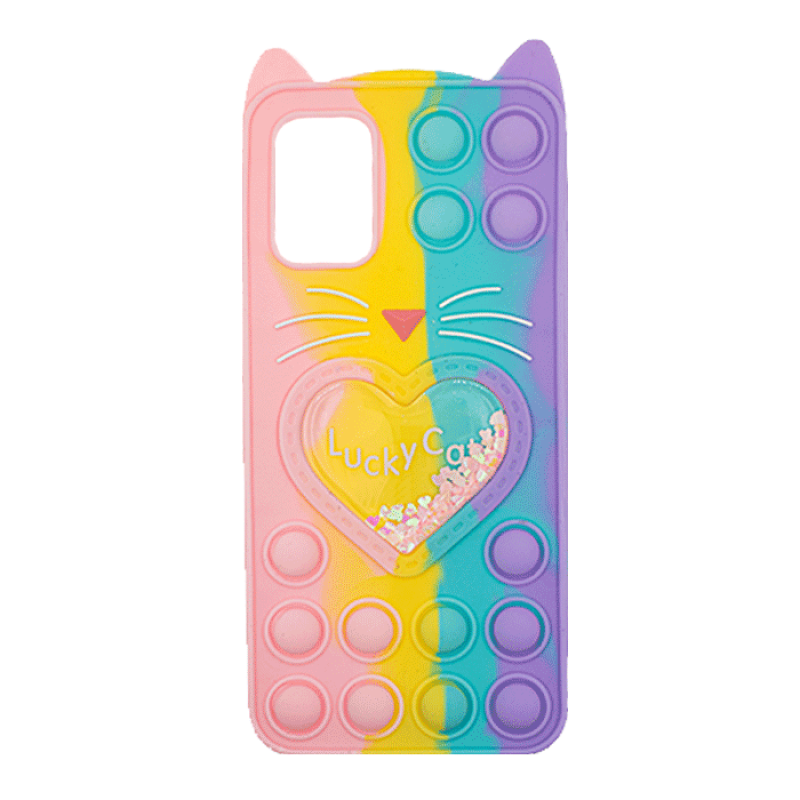 Θήκη Σιλικόνης με αυτάκια Colorful Bubbles για Samsung Galaxy A02S/A03S Σχέδιο: Πολυχρώμη Καρδούλα (κοραλί Ανοιχτό Μωβ)