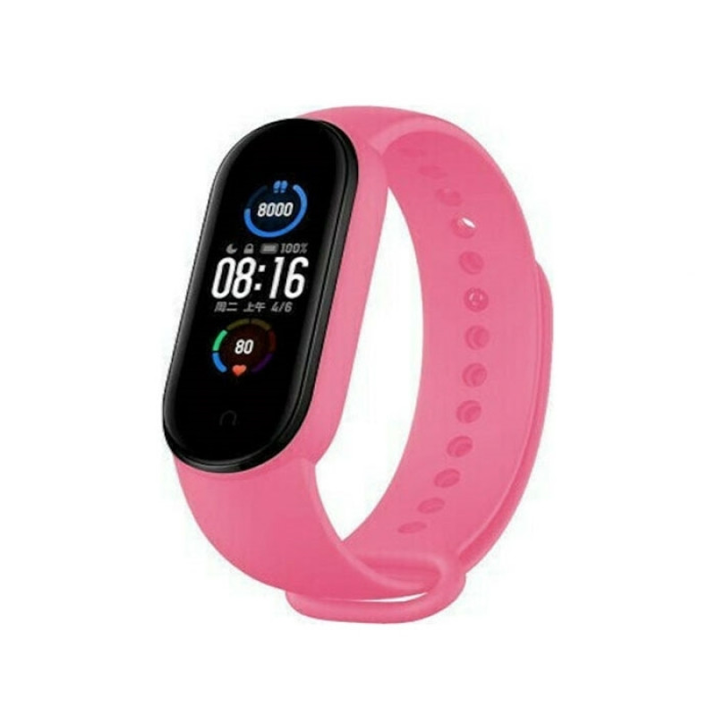 Λουράκι Σιλικόνης για Xiaomi (Mi Smart Band 5/Mi Smart Band 6) – Xρώμα: Ροζ