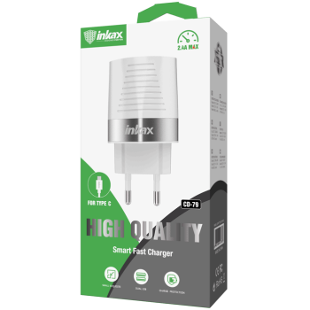 Inkax Φορτιστής με 2 Θύρες USB-A και Καλώδιο Type-C (CD-79) - Χρώμα: Λευκό Inkax Φορτιστής με 2 Θύρες USB-A και Καλώδιο Type-C (CD-79) - Χρώμα: Λευκό