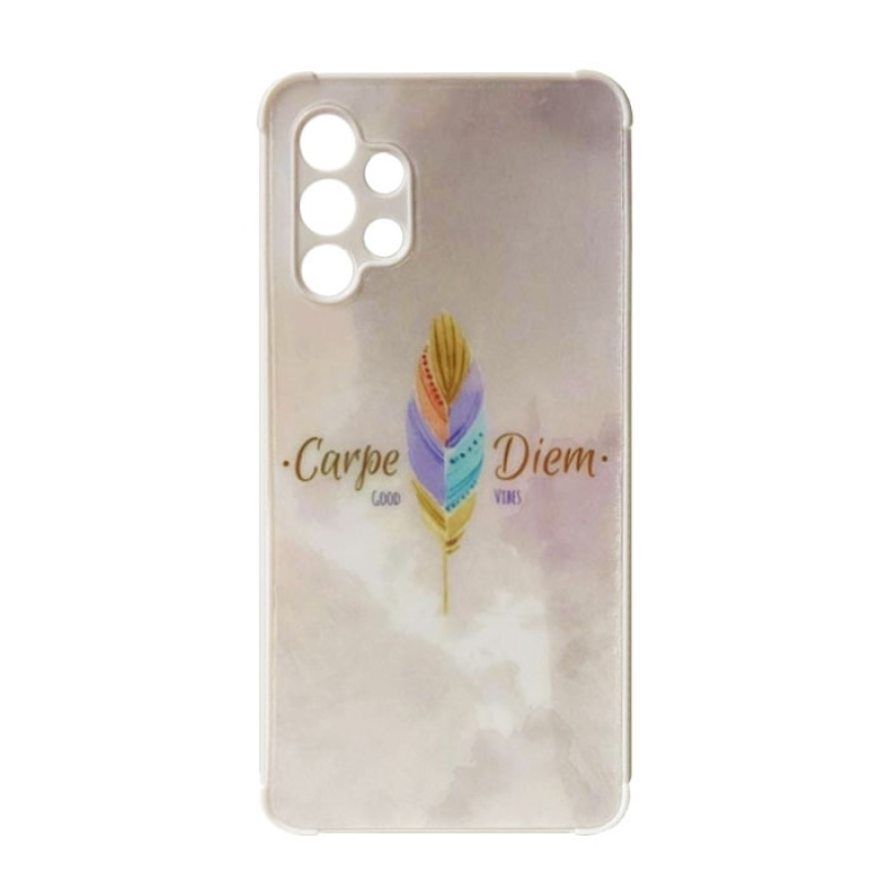 Θήκη Πλάτης Πλαστική με Σχέδια για Samsung Galaxy A32 5G A326 - Χρώμα: Λευκό με Χρωματιστό Φτερό
