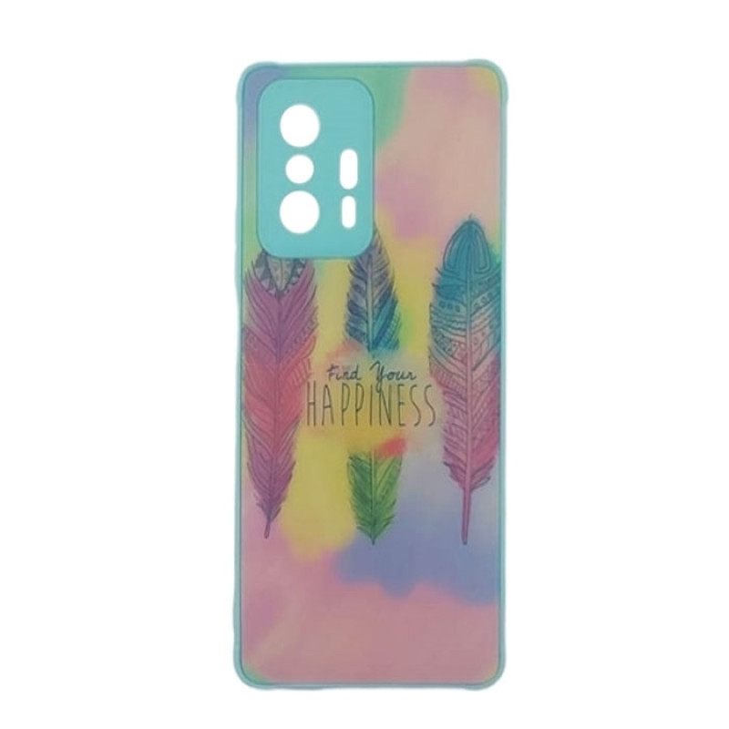 Θήκη Πλάτης Πλαστική με Σχέδια για Xiaomi Mi 11T - Χρώμα: Γαλάζιο με Φτέρα