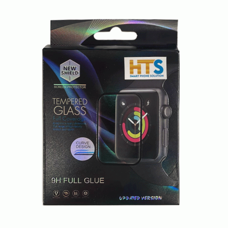 HTS Tζαμάκι Προστασίας Οθόνης Ρολογιού για Apple Watch Series 8 45mm Full Glue Tempered Glass - Χρώμα: Μαύρο