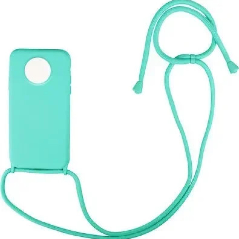 Θήκη Σιλικόνης με Λουράκι για Xiaomi Redmi Note 9T - Χρώμα: Τιρκουάζ