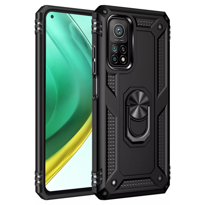 Σκληρή Θήκη Πλάτης Armor με Βάση Στήριξης για Xiaomi Mi Note 10 Lite - Χρώμα: Μαύρο