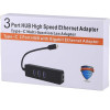 Αντάπτορας USB 3.0 Type-C HUB 3 Port με RJ45 Gigabit Ethernet - Χρώμα: Μαύρο