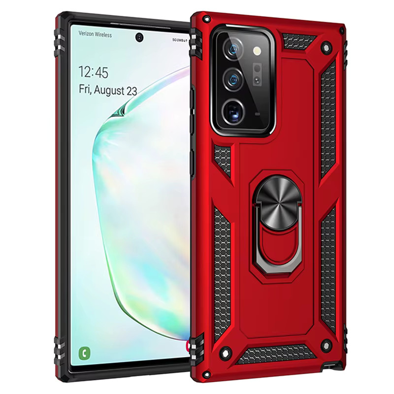 Σκληρή Θήκη Πλάτης Armor με Βάση Στήριξης για Samsung Galaxy Note 20 Ultra - Χρώμα: Κόκκινο