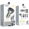 YESPLUS YS-1215 Dual LED Car Charger with Type-C & USB-A 30W & Lightning/Type-C/Micro USB 3-in-1 Cable - Color: Silver