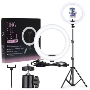 Ring Light QX-260 με Τρίποδο και Βάση για Κινητό 10'' - Χρώμα: Μαύρο