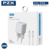 PZX P45 PD Fast Charging Φορτιστής SmartPhone με 1 θύρα Type-C και Καλώδιο σε Lightning 20W - Χρώμα: Λευκό