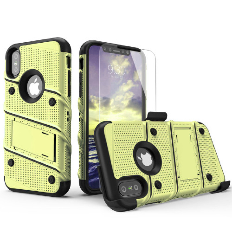 Σκληρή Θήκη Πλάτης Armor με Βάση Στήριξης (S1) για iPhone X/XS - Χρώμα: Κίτρινο