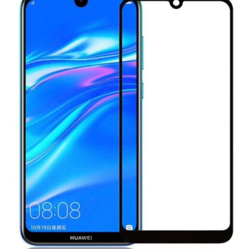 Full Cover Full Glue Tζαμάκι Προστασίας Οθόνης για Huawei Y8P - Χρώμα: Μαύρο
