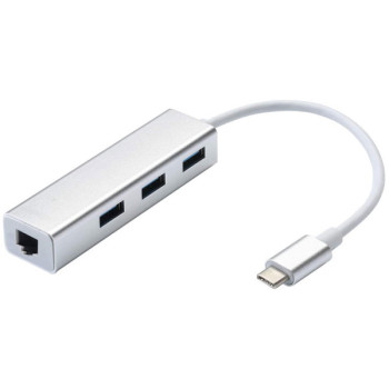 Αντάπτορας Type-C Multi-Function 3 Ports LAN - Χρώμα: Ασημί