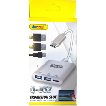 Andowl Q-US2 Hub με Σύνδεση USB-C - Χρώμα: Λευκό