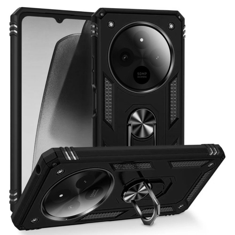 Σκληρή Θήκη Πλάτης Armor με Βάση Στήριξης για Xiaomi Redmi 14C - Χρώμα: Μαύρο