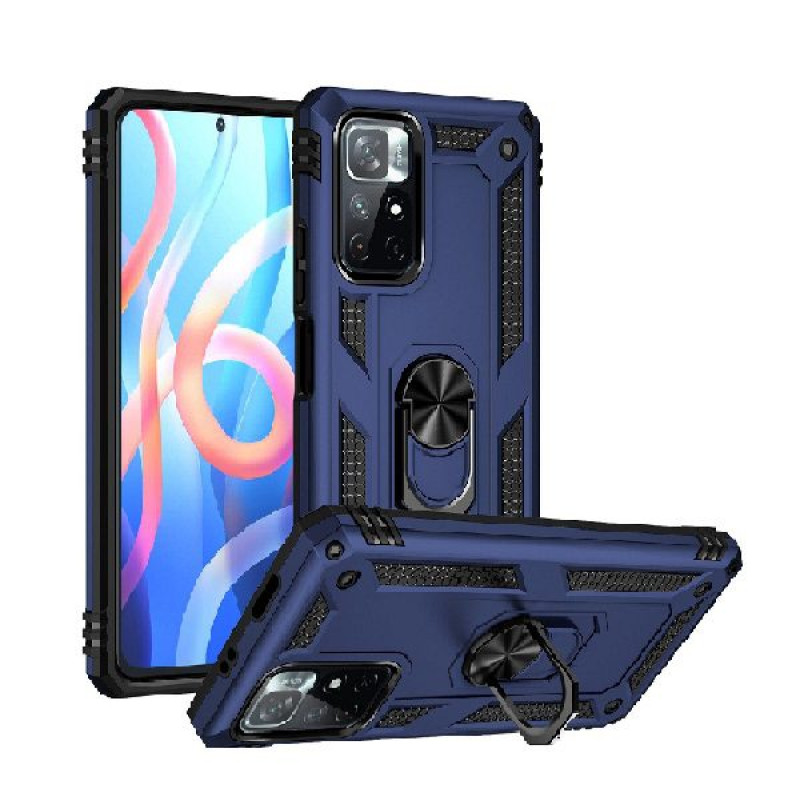 Σκληρή Θήκη Πλάτης Armor με Βάση Στήριξης για Xiaomi Redmi Note 11 Pro - Χρώμα: Σκούρο Μπλέ