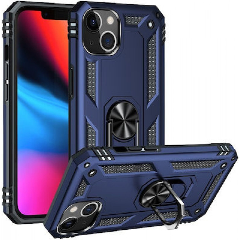 Σκληρή Θήκη Πλάτης Motomo με Δαχτυλίδι για Apple iPhone 13 Pro - Χρώμα: Σκούρο Μπλε