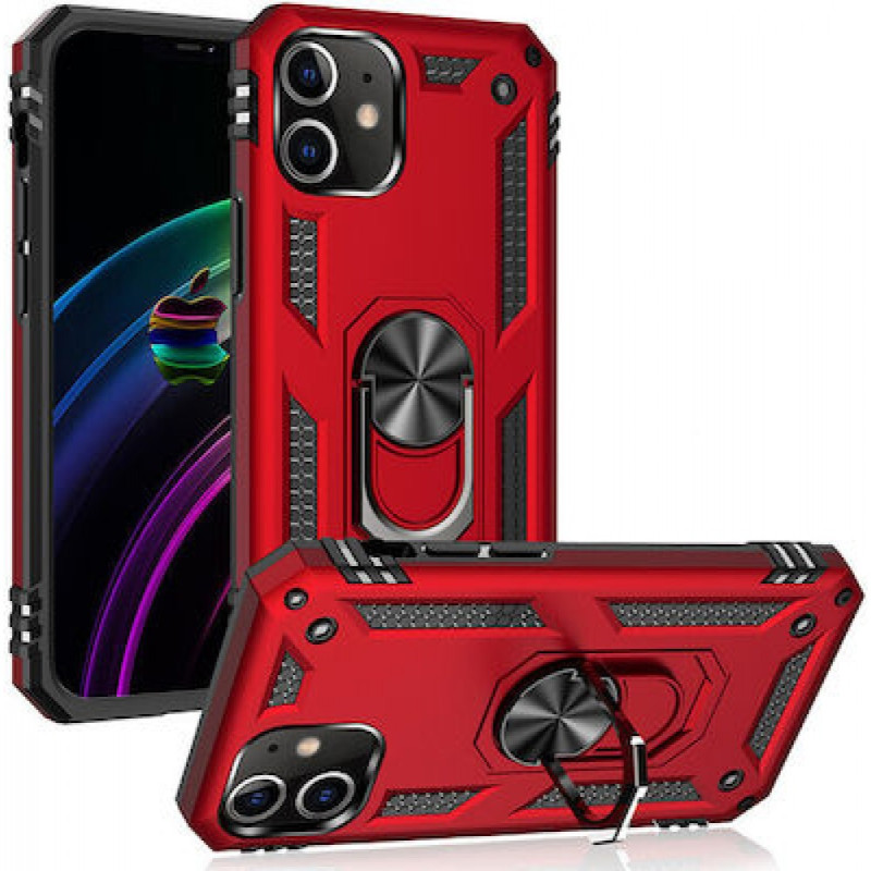 Σκληρή Θήκη Πλάτης Motomo με Δαχτυλίδι για Apple iPhone 13 Pro Max - Χρώμα: Κόκκινο