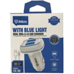 Inkax CA-05 Car Charger with Dual USB Port and Micro USB Cable - Color: White