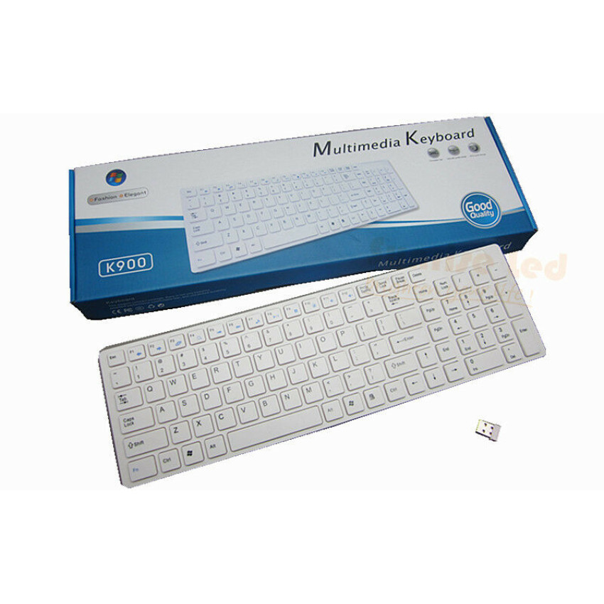 Ασύρματο Πληκτρολόγιο / Wireless Ultra Slim Multimedia Keyboard K900 - Χρώμα: Άσπρο